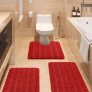 ACCUMTEK Striped Red Ultra Soft Bathroom Rugs