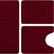 BYSURE Burgundy Memory Foam Bathroom Rug